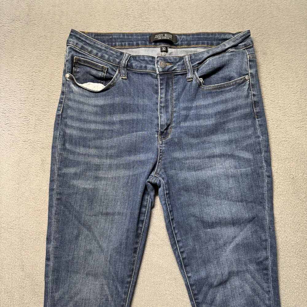 Judy Blue Womens 32 Capri Straight Leg Jeans Blue Mid Rise Stretch Denim - Picture 3 of 11